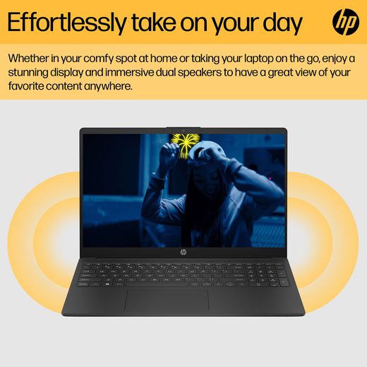 HP 15-fc0057na Laptop - AMD Ryzen™ 5, 512GB SSD, 8 GB RAM - Black - Annotation - Effortlessly take on day shot