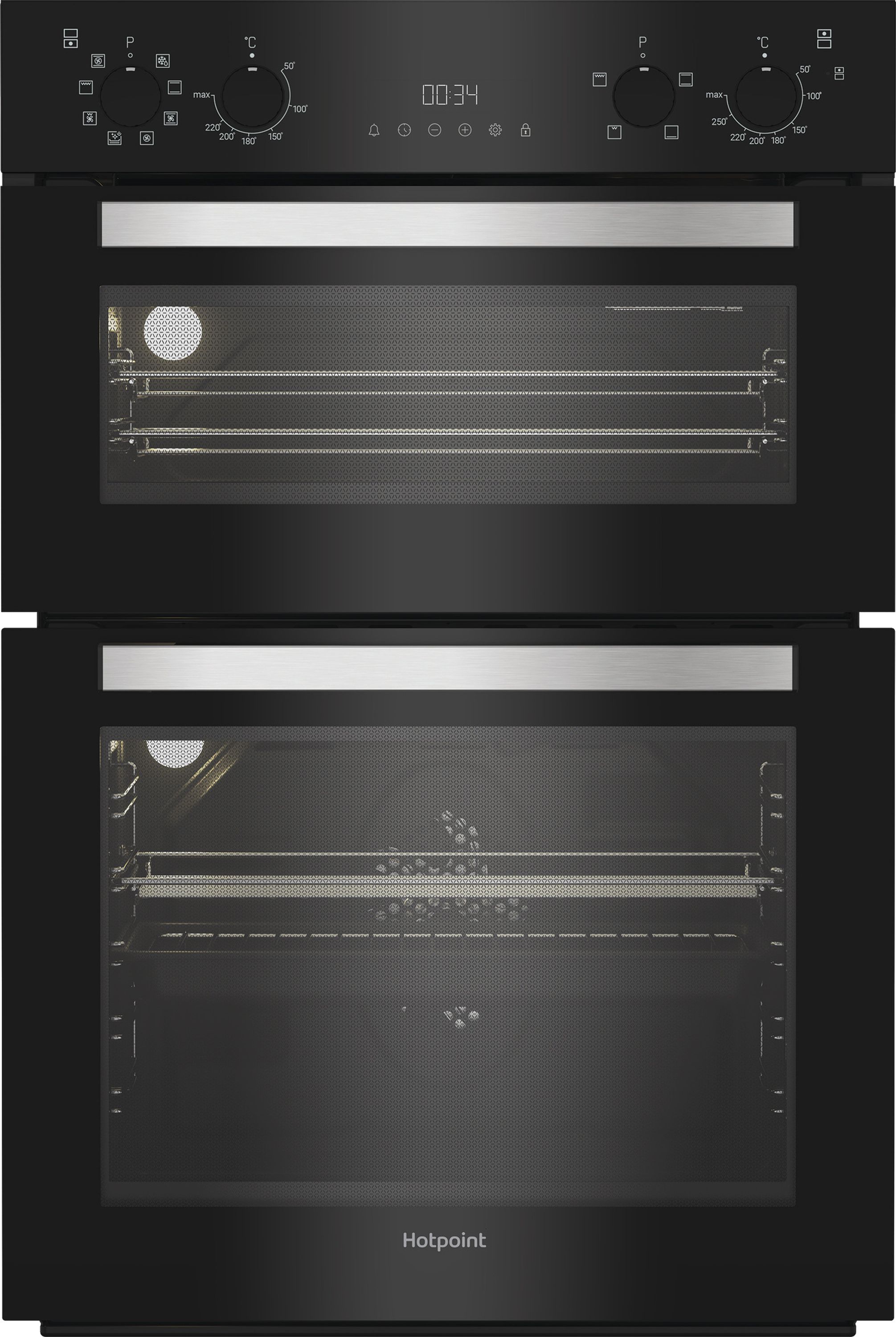 Image of Hotpoint DIH 82G B Built In Electric Double Oven - Black - A/A Rated, Black