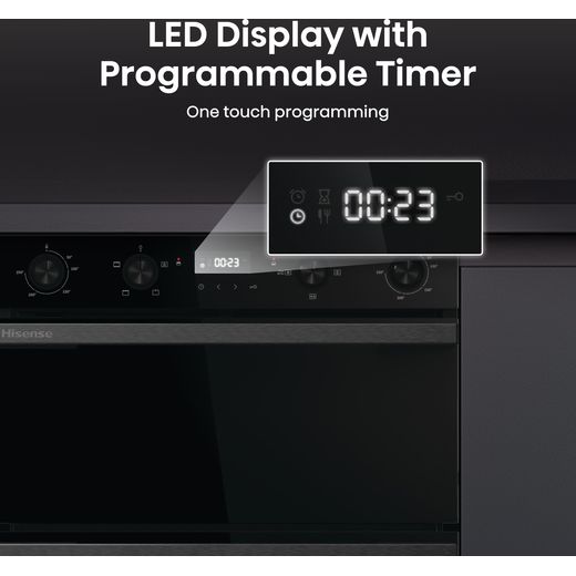 Hisense Hi6 Built In Electric Double Oven - Black - Annotation - LED display shot