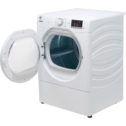 Hoover H-DRY 300 9Kg Vented Tumble Dryer - White - Left perspective with door open shot