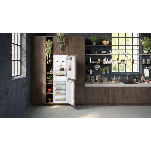 NEFF Integrated Fridge Freezer with Fixed-mounted Kit - White - Fridge freezer in kitchen shot