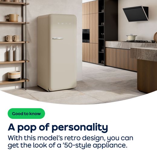 Smeg 50s Style Retro Left Hand Hinge FAB30LPB6UK 172cm 80/20 Fridge Freezer - Pastel Blue - AO Annotation - Retro-Style