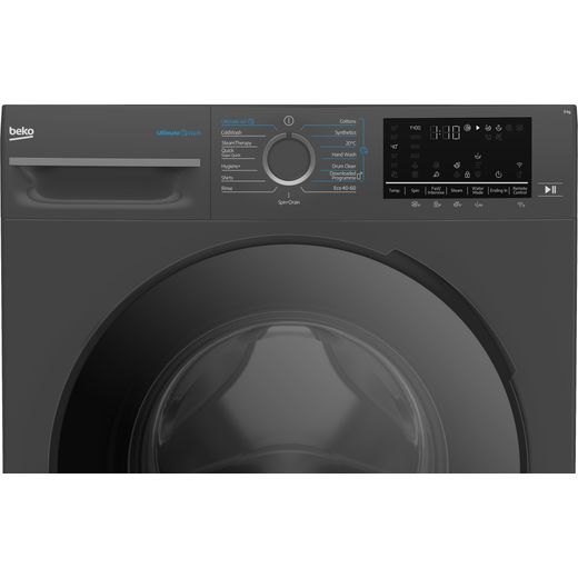 Beko BM5WT6943TA 9kg WiFi Connected Washing Machine with 1400 rpm - Anthracite - control panel shot Wash_4