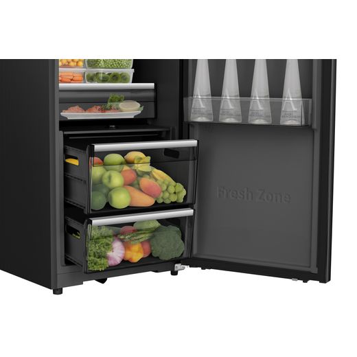 Hisense RL5K370GSFC Fridge - Stainless Steel - Close up drawers shot