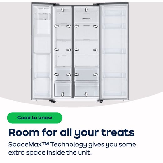 Samsung Series 8 On-device Bixby American Fridge Freezer - Stainless Steel - AO Annotation - SpaceMax™-technology