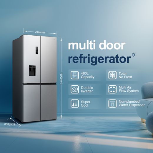 Fridgemaster American Fridge Freezer - Silver - Annotation - Features