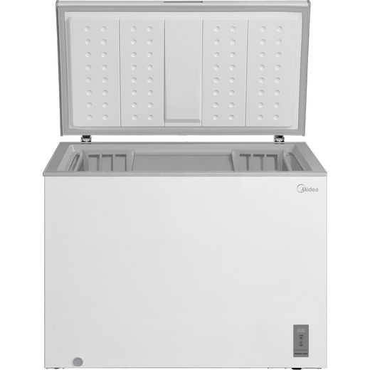 Midea MDRC345FZE01 Chest Freezer - White - Front with lid open shot