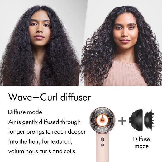 Dyson Supersonic™ Nural™ Curly+Coily Hair Dryer - Ceramic Pink / Rose Gold - Annotation - Diffuse mode