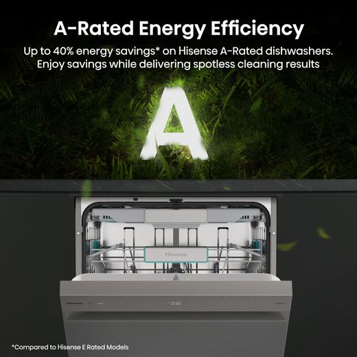 Hisense Auto Dose Standard Dishwasher - Stainless Steel - Annotation - A rated