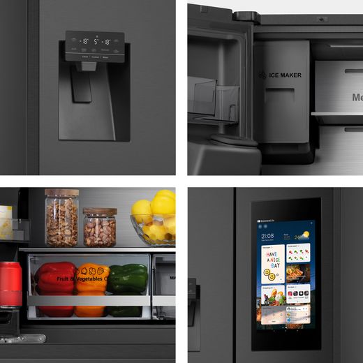 Hisense PureFlat Eclipse American Fridge Freezer - Black - Various angles