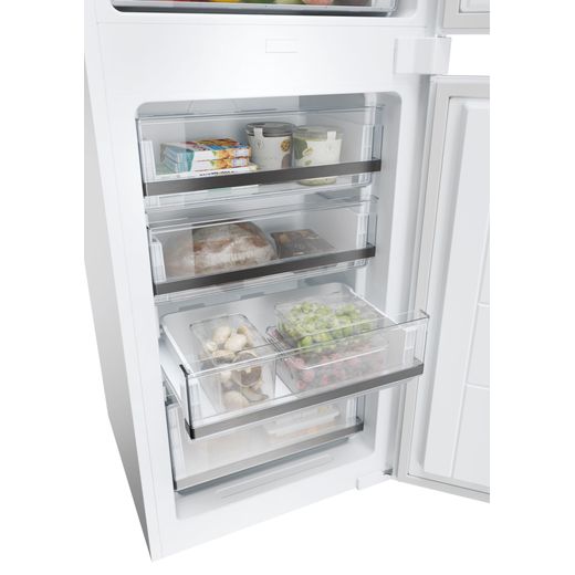 Haier Integrated Frost Free Fridge Freezer with Sliding Door Kit - White - Close up freezer shot
