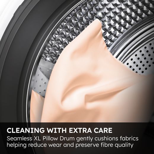 Haier X Series 5 HWD90BP14357TUUK Wifi Connected 9Kg / 5Kg Washer Dryer with 1400 rpm - White - Annotation - Pillow drum shot