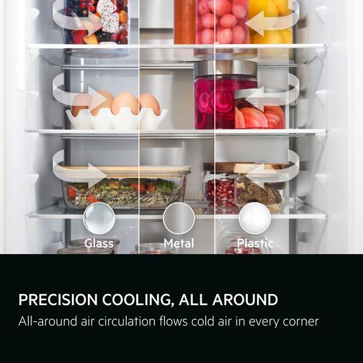 AEG NSC8M192DS 188cm Integrated Frost Free Fridge Freezer - White - Annotation - all round cooling shot