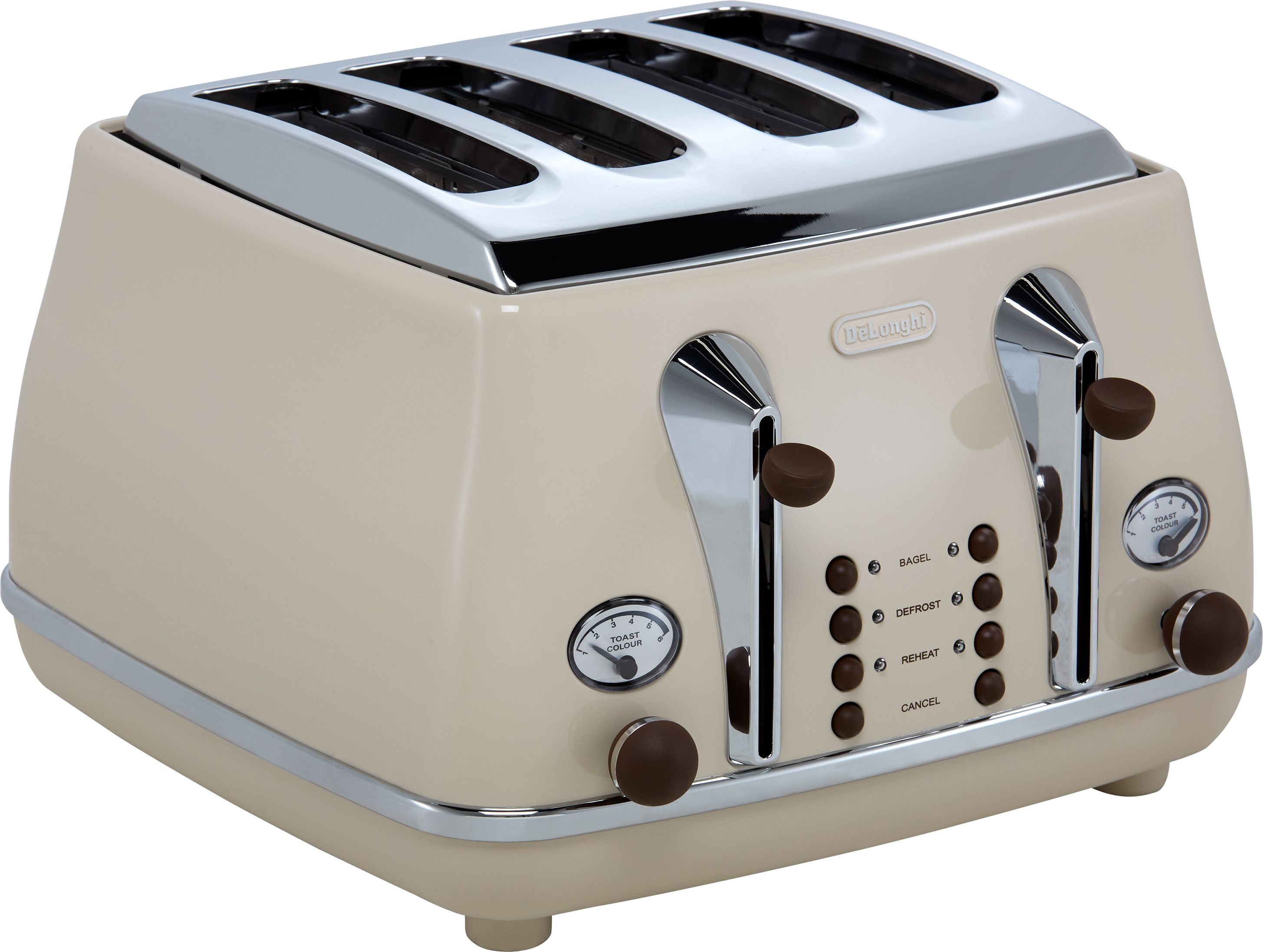 DeLonghi Icona Vintage CTOV4003BG 4 Slice Toaster - Beige Cream