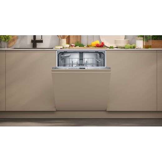 NEFF Integrated Standard Dishwasher - White - Dishwasher in kitchen shot