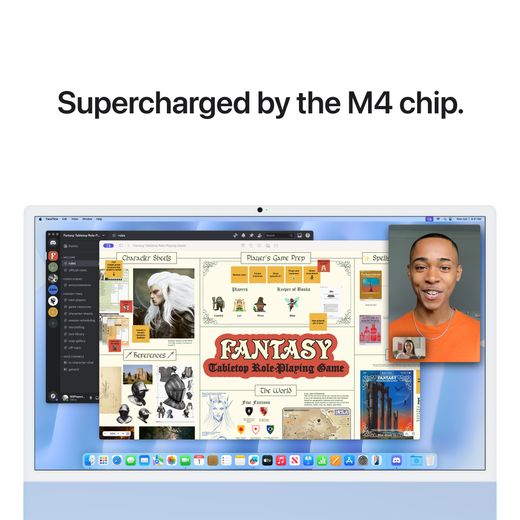 Apple iMac, - - Blue - Annotation - Supercharged by M4 chip shot