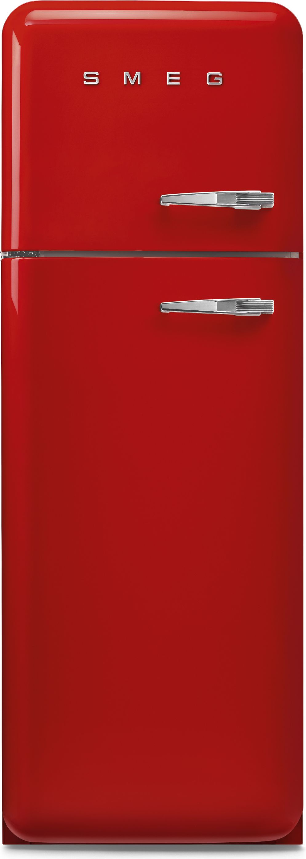 Image of Smeg 50s Style Retro Left Hand Hinge FAB30LRD6UK 172cm 80/20 Fridge Freezer - Red - C Rated, Red
