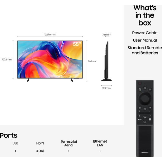 Samsung 55" 4K Ultra HD MiniLED Smart TV - Dimensions