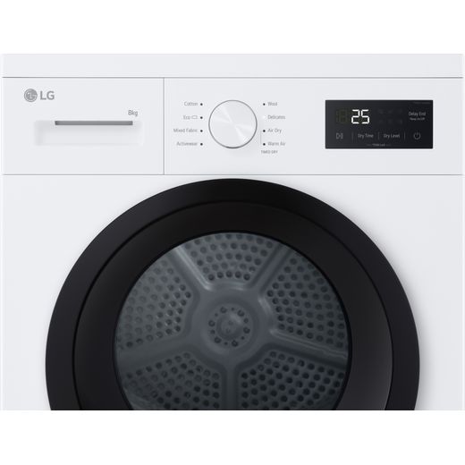 LG A10 Series RHA1008NWK 8Kg Heat Pump Tumble Dryer - White - Control panel