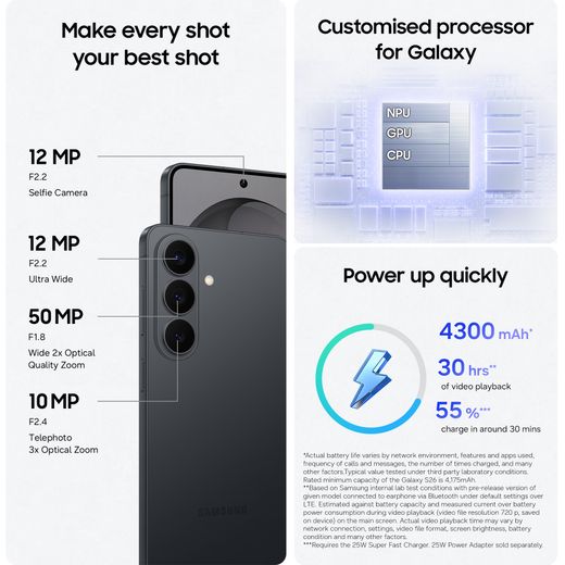 Samsung Galaxy S26 512GB Smartphone in Black - Annotation - features