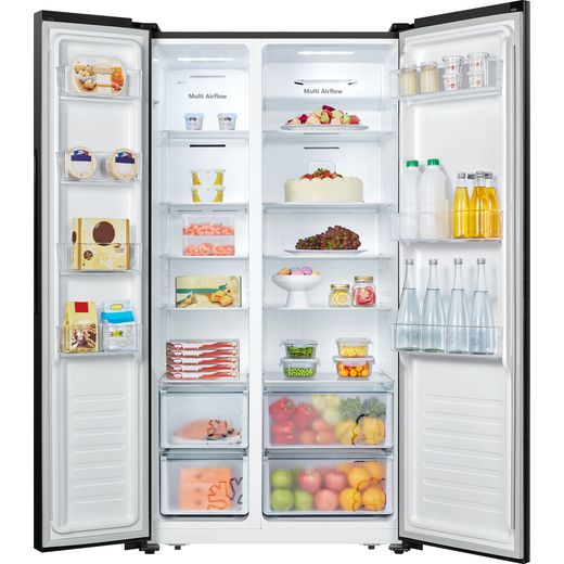 Fridgemaster American Fridge Freezer - Black - Doors open