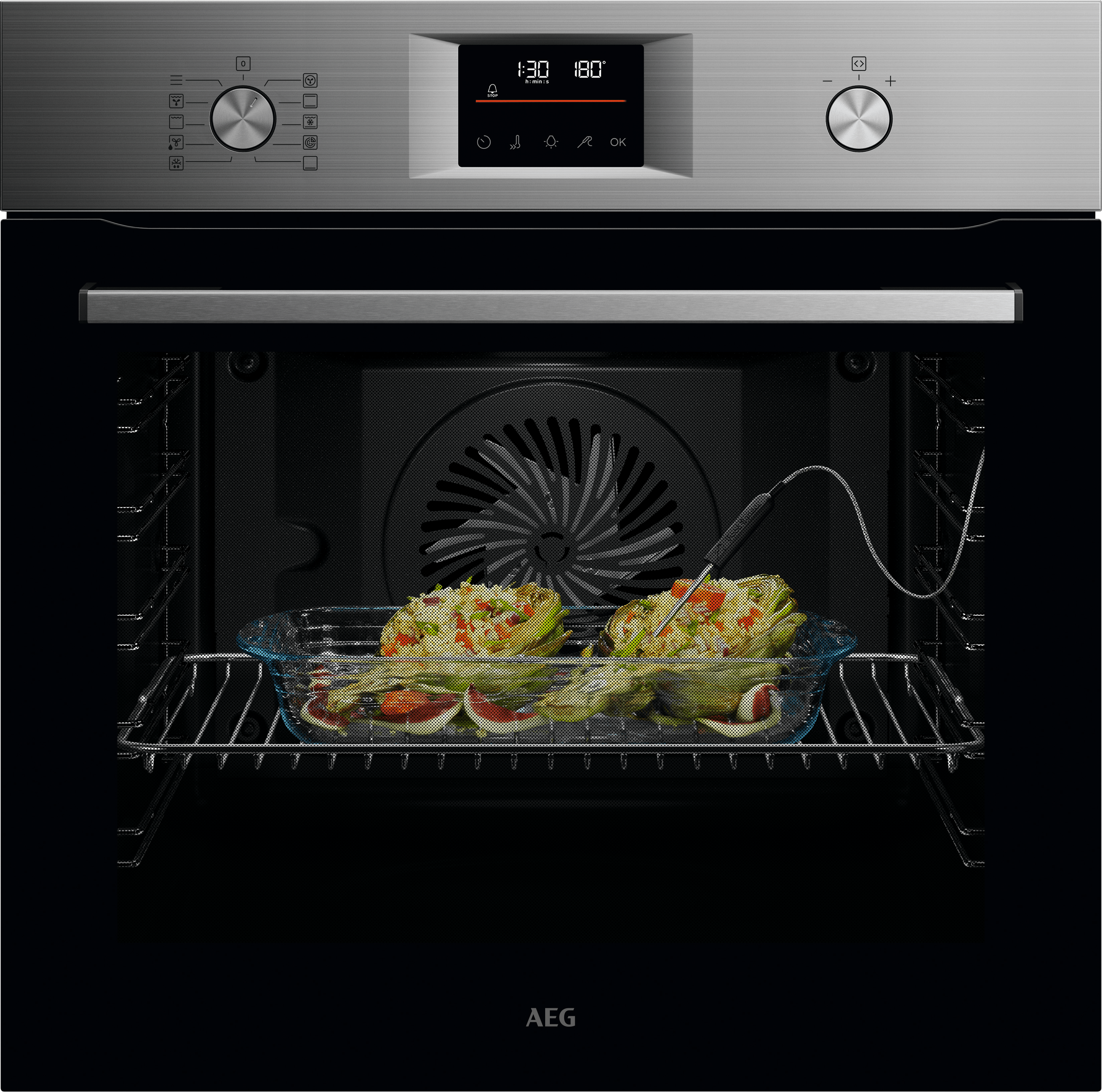 Aeg 6000 SenseCook® OS6AB50AM Built In Electric Single Oven - Stainless Steel - A+ Rated, Stainless Steel