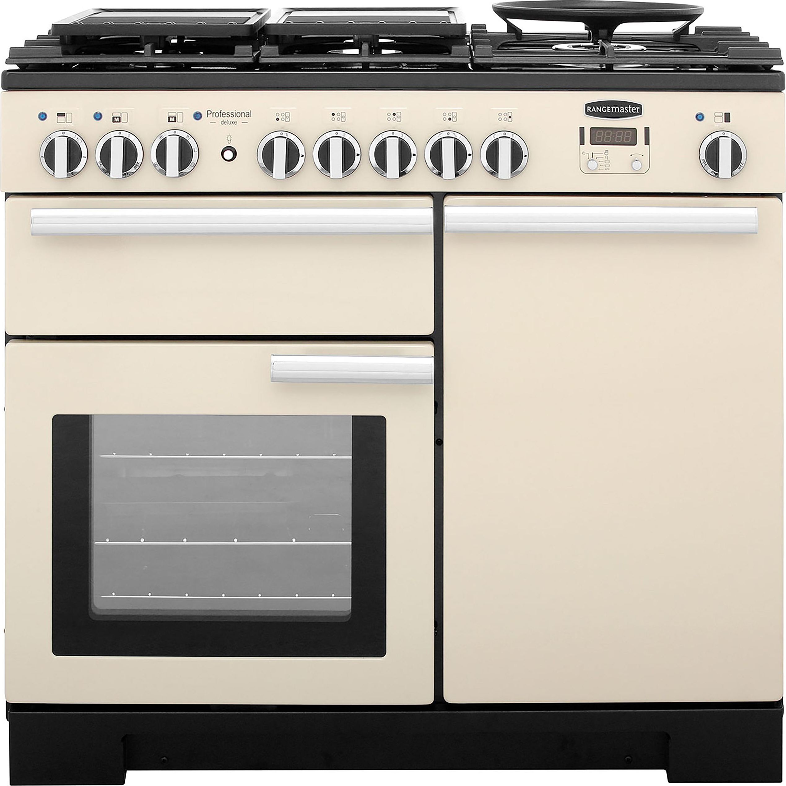 Rangemaster Professional Deluxe PDL100DFFCR/C 100cm Dual Fuel Range Cooker - Cream - A/A Rated, Cream