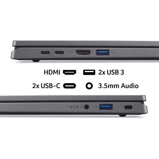 Acer Aspire Go 17 AG17-31P Laptop - Intel® Core™ 3, 128GB UFS, 8 GB RAM - Iron - Annotation - Port shot