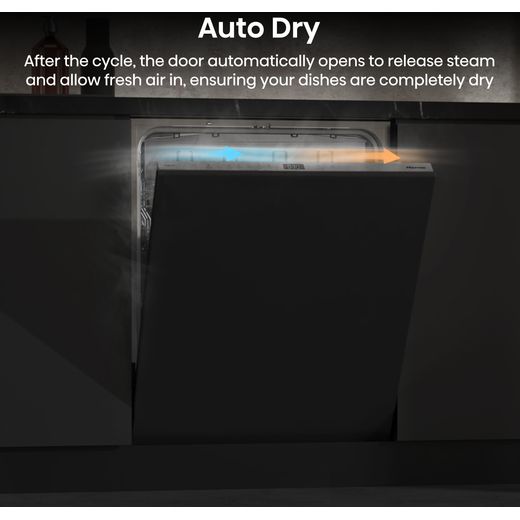 Hisense Integrated Standard Dishwasher - Black - Annotation - Auto Dry