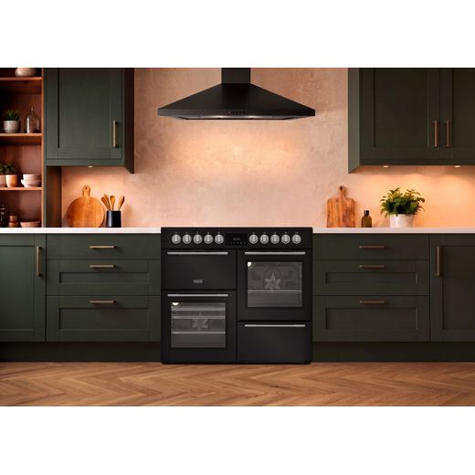 Hotpoint RH100CA21B 100cm wide Electric Range Cooker with Ceramic Hob - Black - cooker in kitchen shot