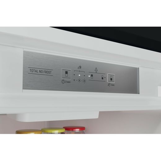 Hotpoint Integrated 70/30 Total No Frost Fridge Freezer - White - Close up control panel shot