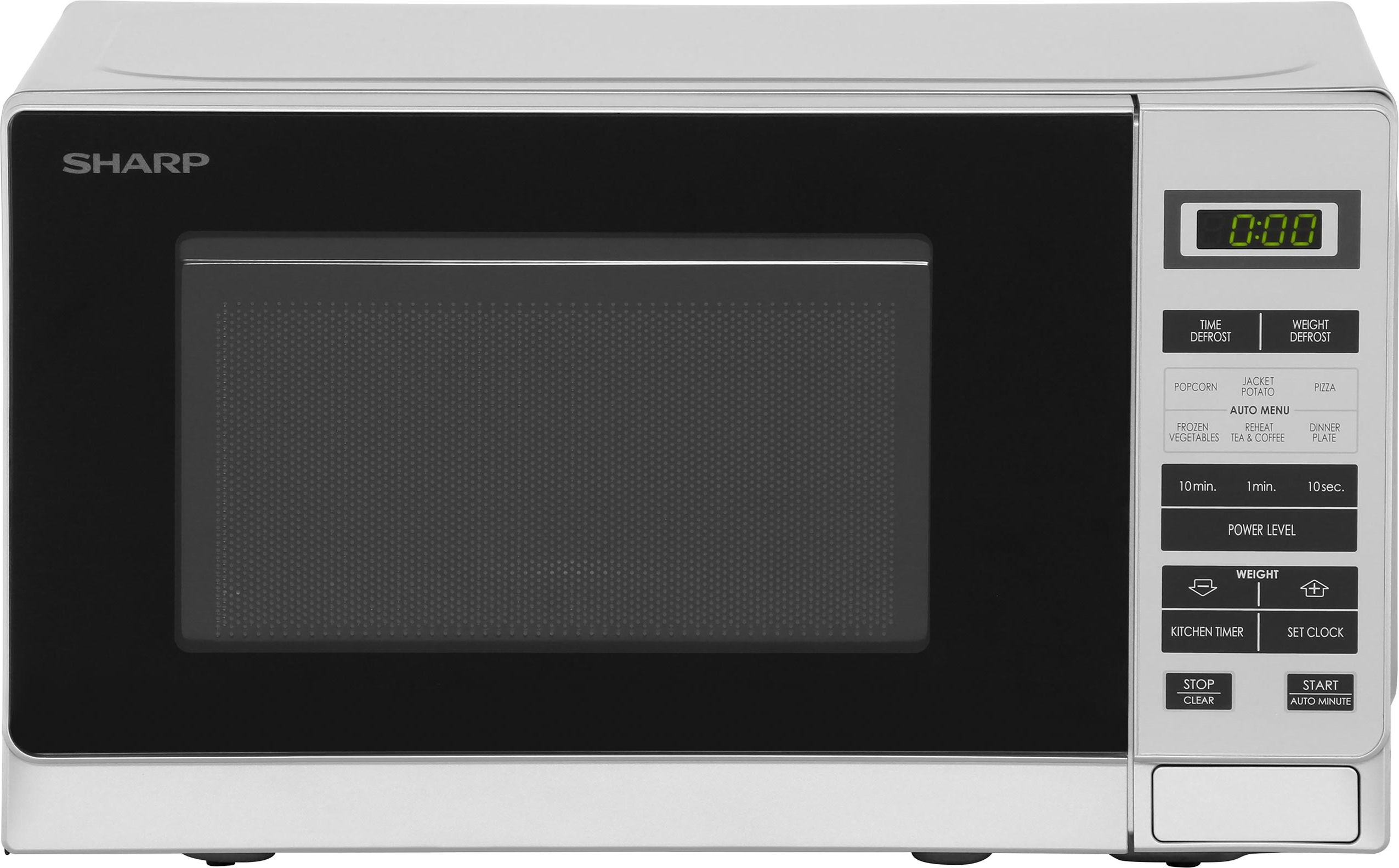 Sharp R220SLM Freestanding 26cm Tall Compact Microwave - Silver, Silver