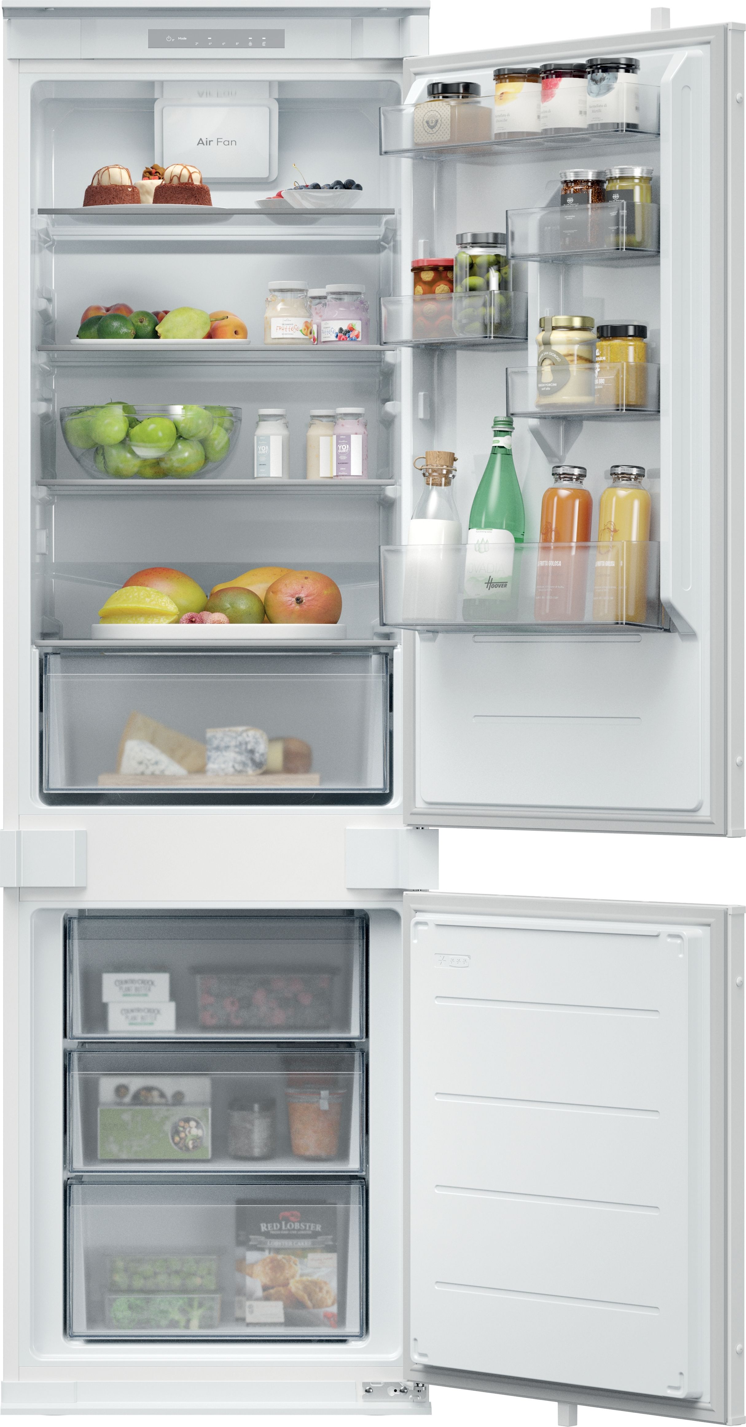 Image of Hoover H-FRIDGE 400 HONBQL3518EVK-UK Wifi Connected 177cm 70/30 Integrated Fridge Freezer with Sliding Door Hinge - White - E Rated, White