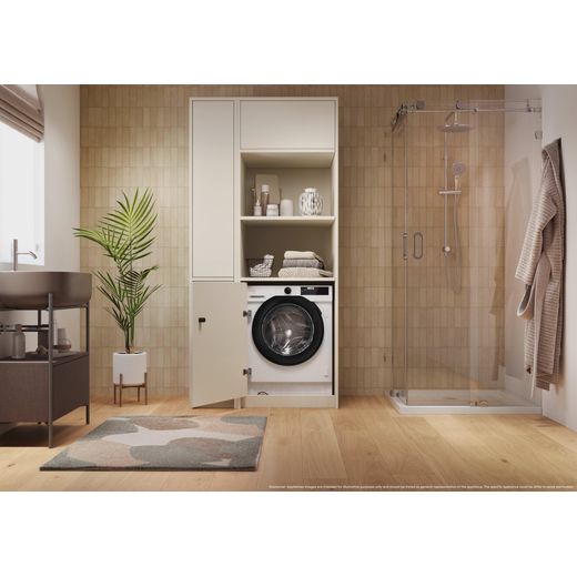 Candy BC4S49M6DB8J-80 Integrated 9kg Washing Machine with 1400 rpm - White - Washer dryer in utlity room shot