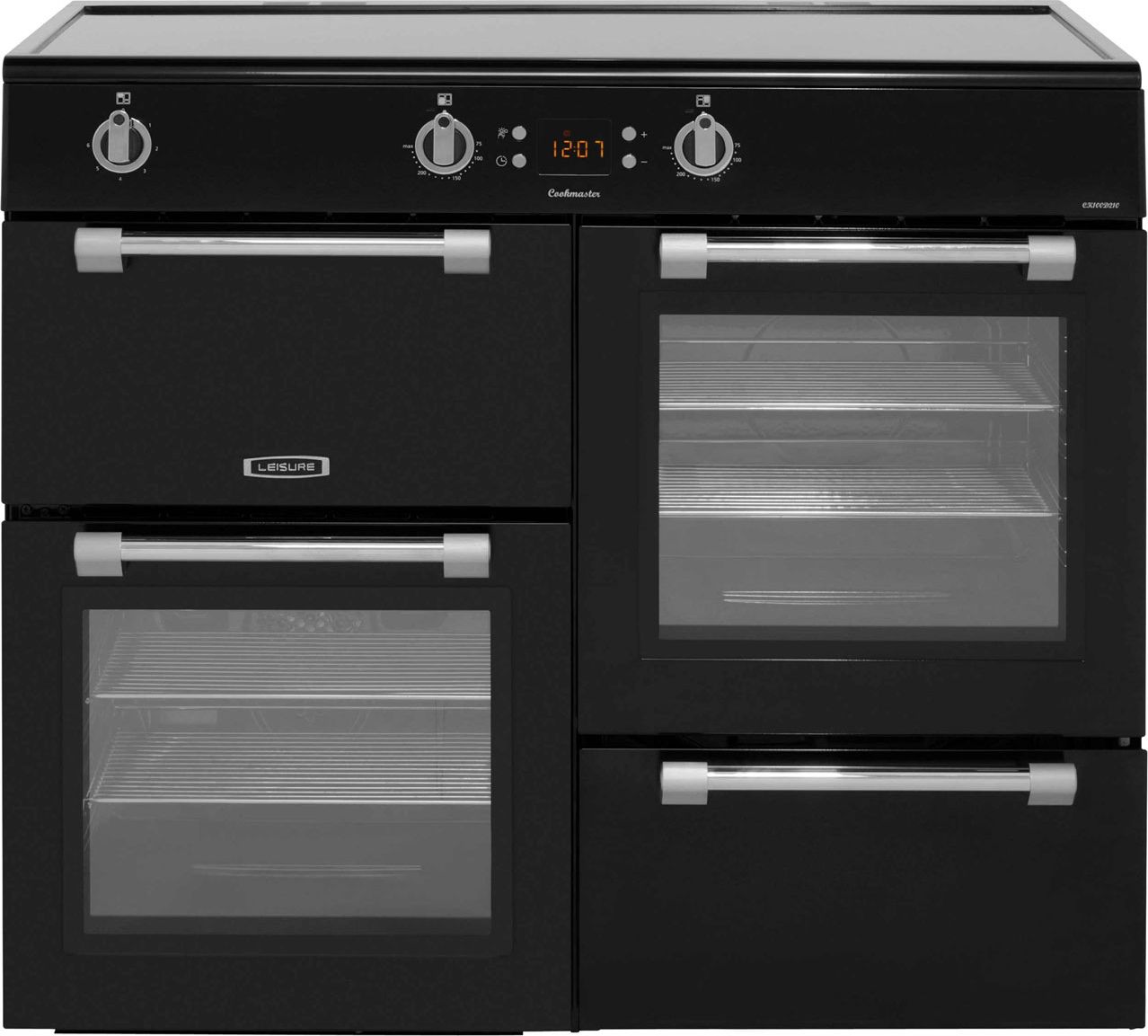 Image of Leisure Cookmaster CK100D210K 100cm wide Electric Range Cooker with Induction Hob - Black - A/A Rated, Black