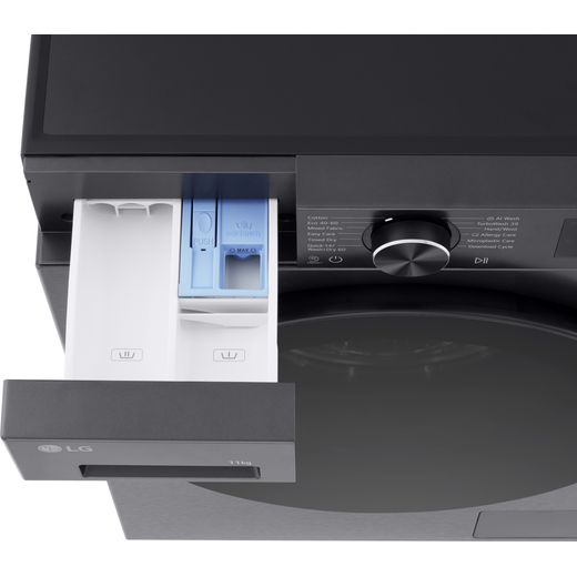 LG Series 5 AI Direct Drive W4X5016TBB Wifi Connected 11Kg / Washer Dryer with 1400 rpm - Essence Matte Black - Detergent drawer
