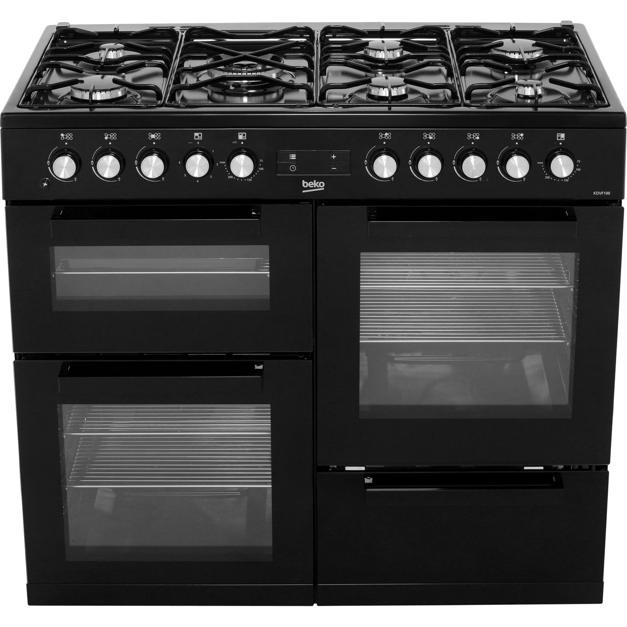 Beko KDVF100K 100cm 7 Burners A/A Dual Fuel Range Cooker Black New | eBay