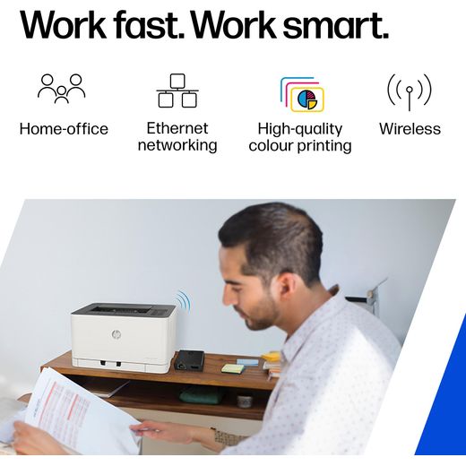HP LaserJet 150nw Laser Printer - White - Annotation - Work fast and smart shot
