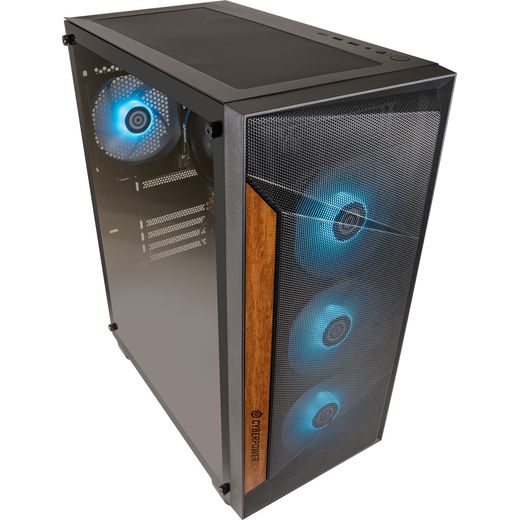 CyberPowerPC AO22215 Gaming PC - AMD Ryzen™ 5, 500GB SSD - Black - right high perspective shot