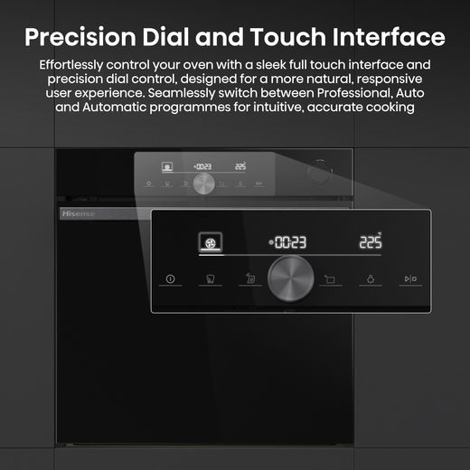 Hisense Hi6 SE BSA66331ABDGUK Built In Electric Single Oven - Black - annotation - precision dials shot 