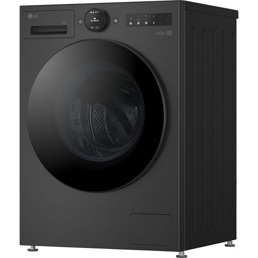 LG VX70 Series AI Direct Drive™ F4X7009TBB 9kg Washing Machine with 1400 rpm - Matte Black - Left perspective shot