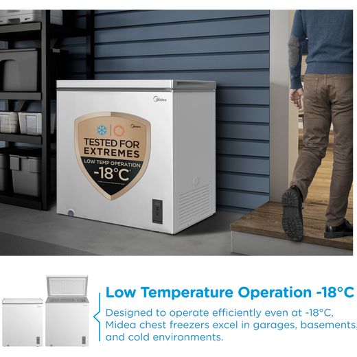 Midea MDRC284FZE01 Chest Freezer - White - Annotation - low temp shot
