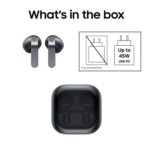 Samsung Galaxy Buds4 Headphones - Black - Annotation - whats in the box shot
