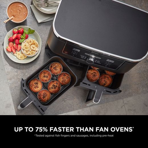 Ninja Foodi Max Dual Zone AF400UK Air Fryer - Black - Annotation - Up to 75% faster than fan ovens
