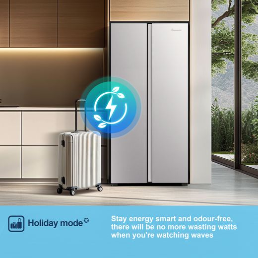 Fridgemaster American Fridge Freezer - Silver - Annotation - Holiday mode