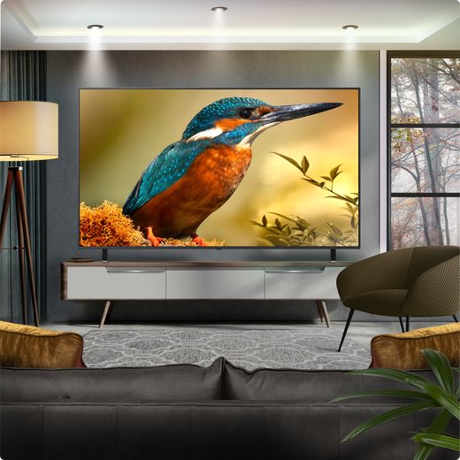 LG QNED85A6 4K Ultra HD MiniLED Smart TV - TV in room on stand