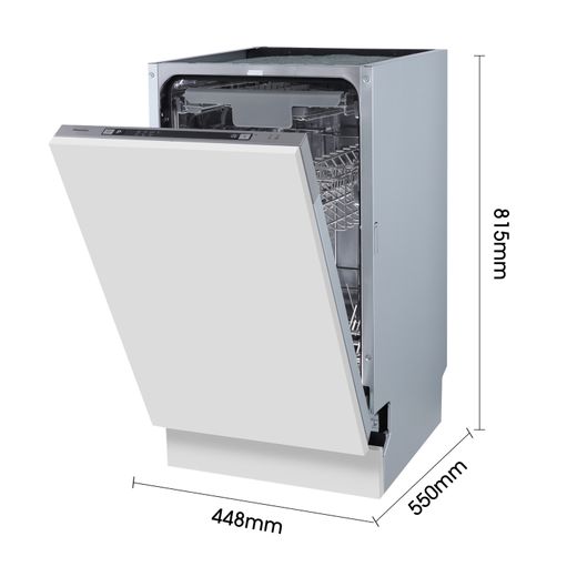 Hisense Fully Integrated Slimline Dishwasher - Silver Control Panel - Dimensions