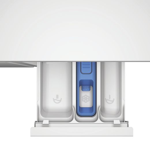 Hotpoint BIWD961486UK Wifi Connected Integrated 9Kg / 6Kg Washer Dryer with 1400 rpm - White - Detergent drawer open
