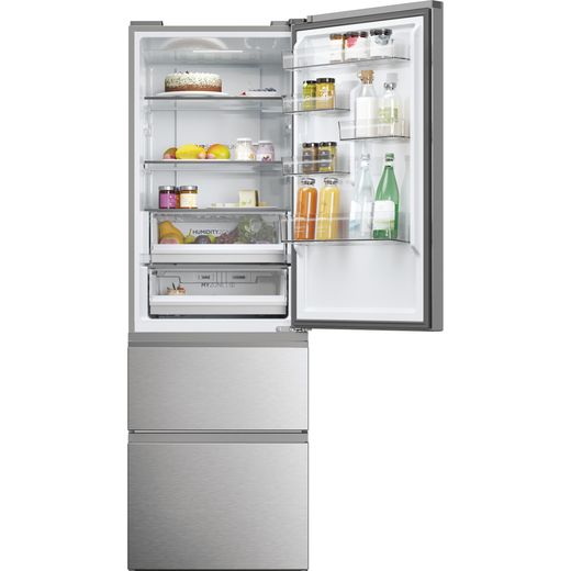 Haier 3D 60 Series 5 60/40 Total No Frost Fridge Freezer - Stainless Steel - Front with door open and full shot