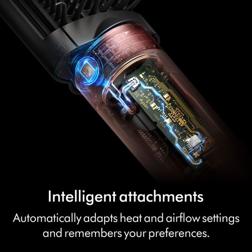 Dyson Airwrap Co-anda 2x™ Straight & Wavy 596885-01 Hot Air Styler - Ceramic Pink / Rose Gold - Annotation - Intelligent attachments shot